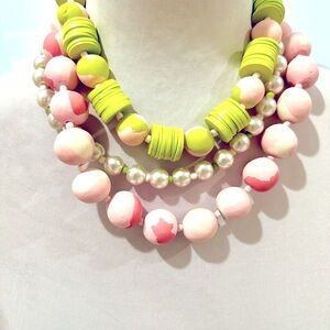 BRAND NEW SIGNATURE NECKLACE ✨ Triple strand: glass pearls, hand-rolled clay.